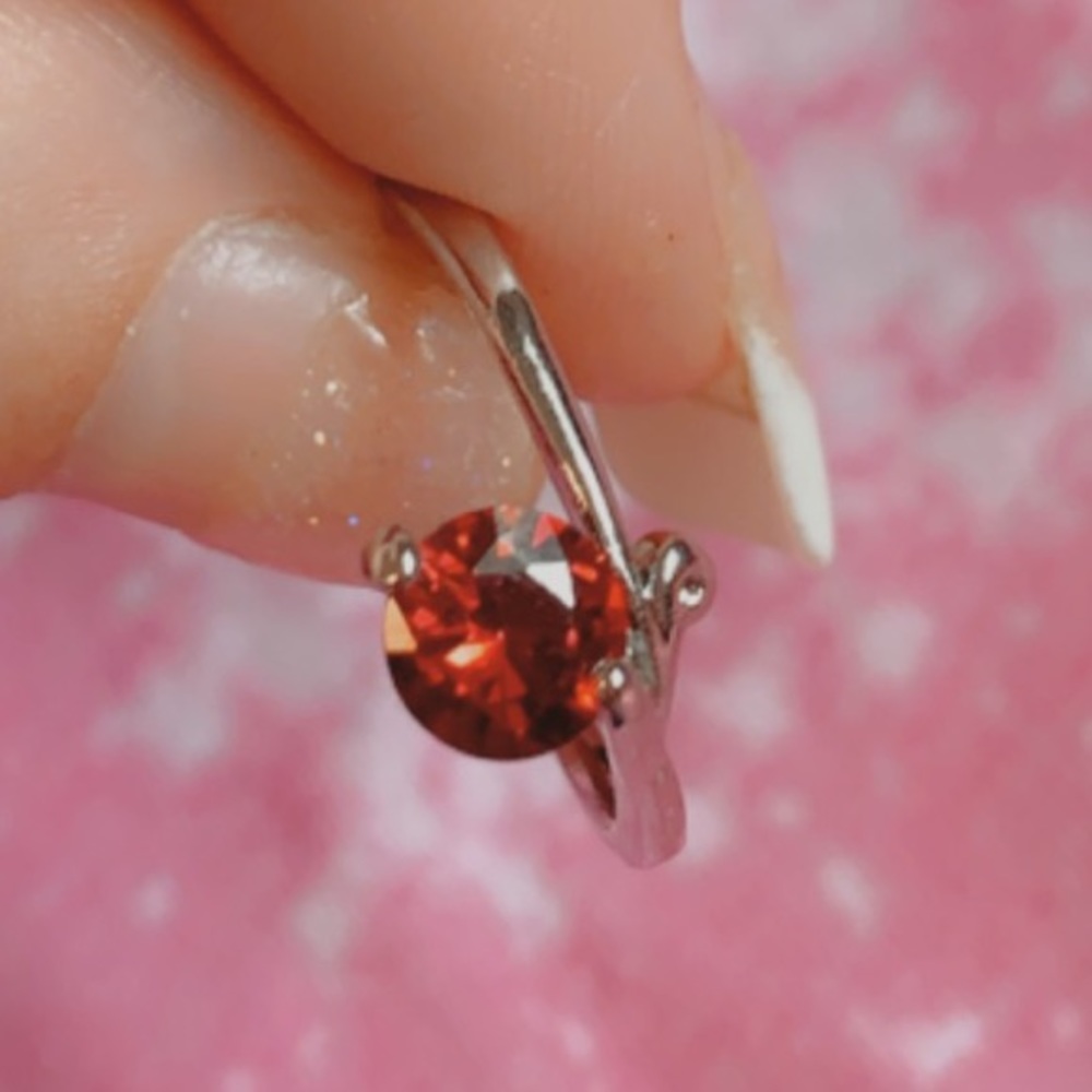 Sparkling Ruby Precious Stone CZ bling ring size 7
